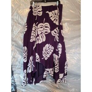 Asymmetrical  Floral Skirt SL Fashions  Purple White Hi - Lo Pull-On 20 W